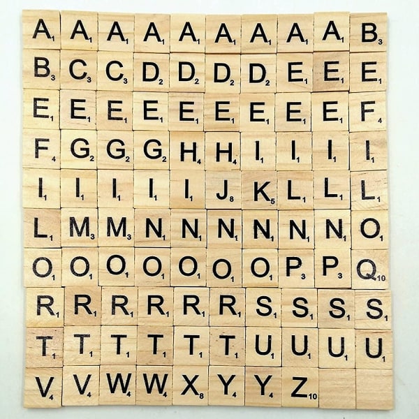 Scrabble-bokstaver Tre Scrabble-fliser 200 X Scrabble-steiner Alfabetisk Brettspill