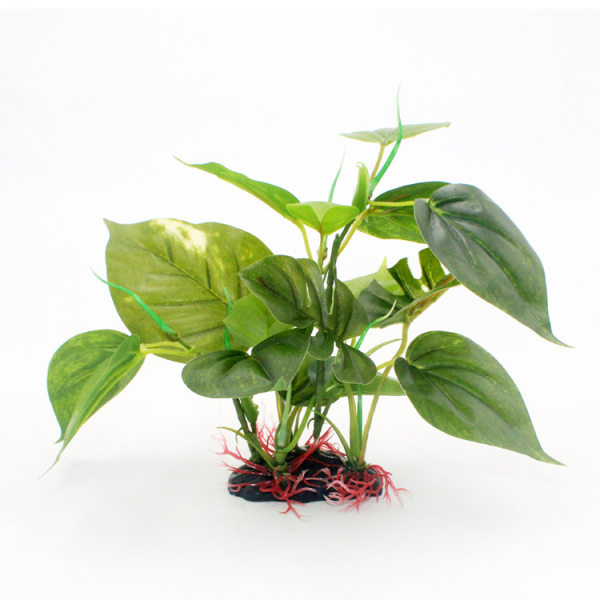 Kunstig dekorativ plante lotusblad akvarium plast akvatisk grønn, middels størrelse 21,5 cm