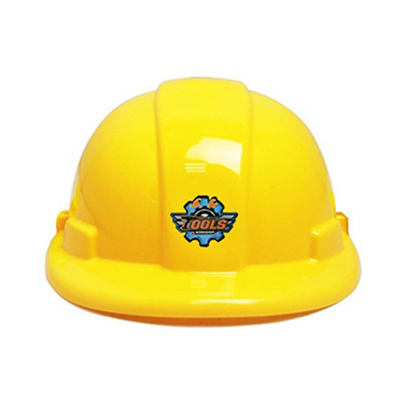 4 st Utvecklingsleksaker Plast Hjälm Hatt Leksak Brandman Kostym Rekvisita Barn Säkerhet Hård Hjälm Gul Yellow 21*17.5cm