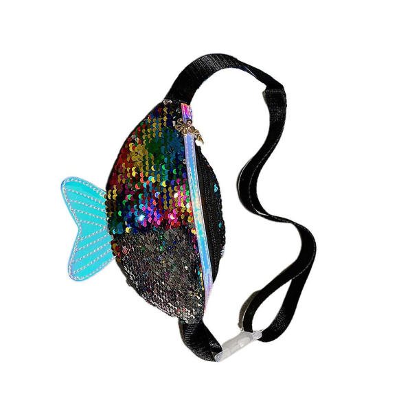 Flickväskor för flickor, damer och barn - Glittrande midjeväska med fiskstjärt - Färgglad Colorful