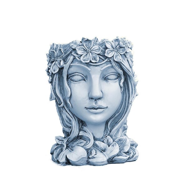 Grey Goddess Head Design Sukkulent Plantepotte, Lady Face Blomsterpotte, Velegnet til kontor/hjem