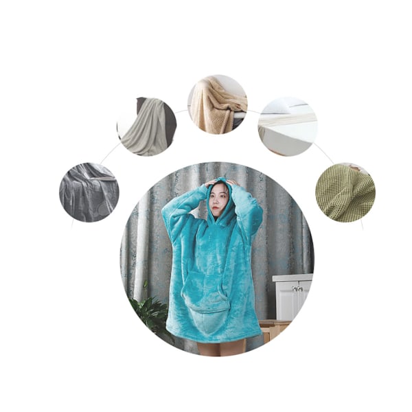 Unisex Fleece Oversized Hoodie Ultra Blød Hættetrøje Super Blød og Varmt til Kvinder Mænd 80*120cm(grøn)