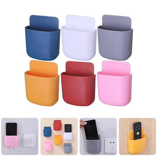 6 kpl Seinäkiinnitteisiä Kaukosäätimen Pidikkeitä Puhelinjärjestäjiä Iskemättömiä Tarvikkeiden Seinäkiinnitteitä Sekalaisia Värejä 11.5X9CM Assorted Color 11.5X9CM