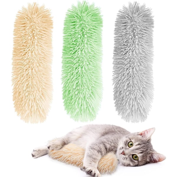 Leker for innendørs kattunge: 3 stk myke og slitesterke puter leke - interaktiv kattekattleke med kattmynte og crinkle plysj kattetygge C