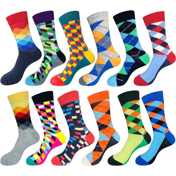 Herre kjole sokker, sjove smarte farverige afslappet mønster crew sokker