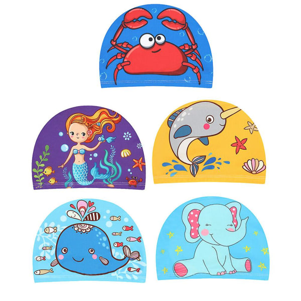 5 st cover för barn cap kort hår cap simmössor, sorterade färger Assorted Color