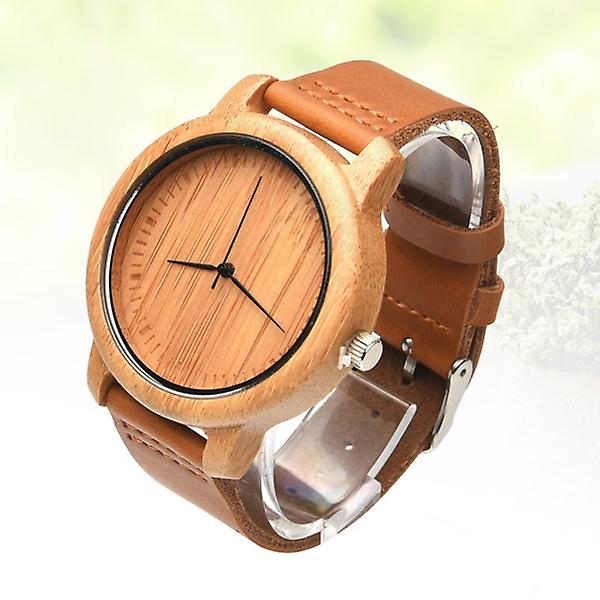 Herrar Handgjorda Casual Fashionable Äkta Läder Rem Bambus Kvartsrörelse Analog Trä Klocka Armbandsur 25.7*4.5cm 25.7*4.5cm