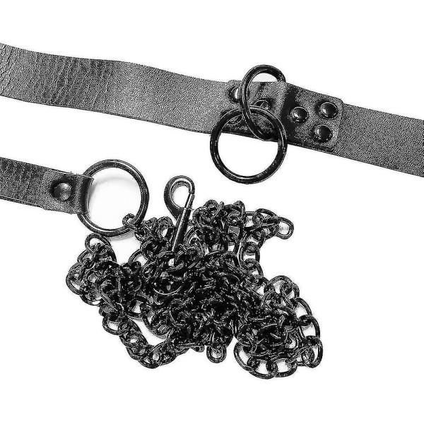 Lær Halskjede Sirkel Kvinner Lær Choker Metallring Choker