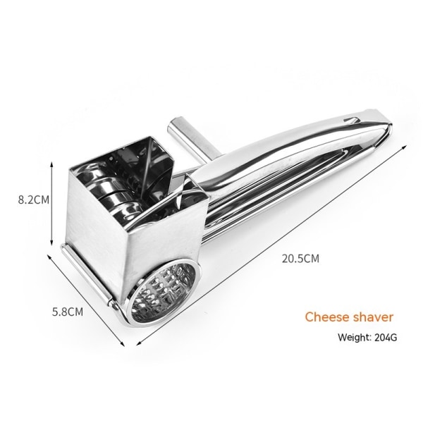 Multifunksjons roterende ostestrimler med 1 håndholdt trommel i rustfritt stål for parmesan, mozzarella, grønnsaker og mer, ergonomisk design