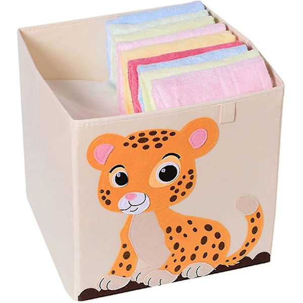 Oppbevaringsboks for barn, lekekasse (33 x 33 x 33 cm) med dyremotiver