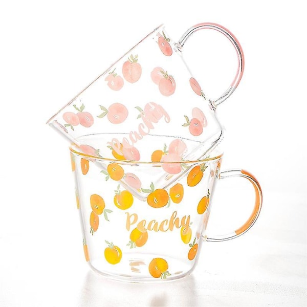 500ml Glasmjölkkrus med skala, honungspersika-design - gul