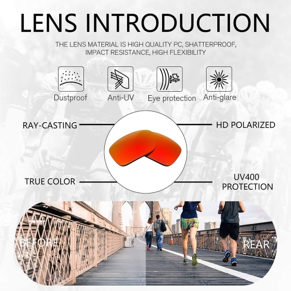 Polarisoidit Urheilulasit Miehille Ajamiseen, Pyöräilyyn, Kalastukseen - Aurinkolasit 100% UV-Suoja Goggles Punainen Peili Red Mirror