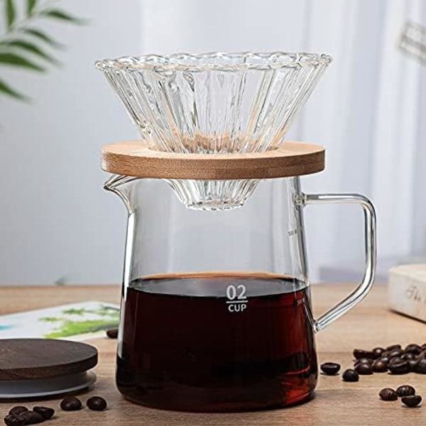RYI_Glaskande til kaffe med låg, isoleret glaskande, transparent isoleret kaffekande til juice, te, kaffe og vand (500 ml) Transparent 500 ml