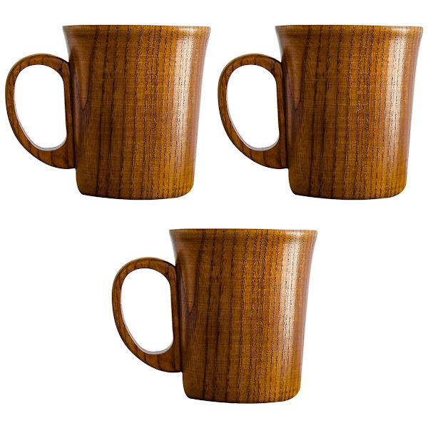 3 st Träkoppar för Kaffe, Te, Mjölk, Vintage Tandborsthållare, Koppar för Hem, Kontor, Badrum 3pcs