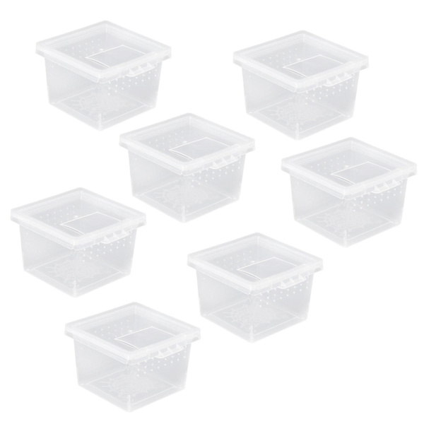 10 st Praktiska Reptil Uppfödningslådor Insektsmatningslådor Bärbar Krypande Hus Transparent 6,5X6,5X4,5 Transparent 6.5X6.5X4.5CM