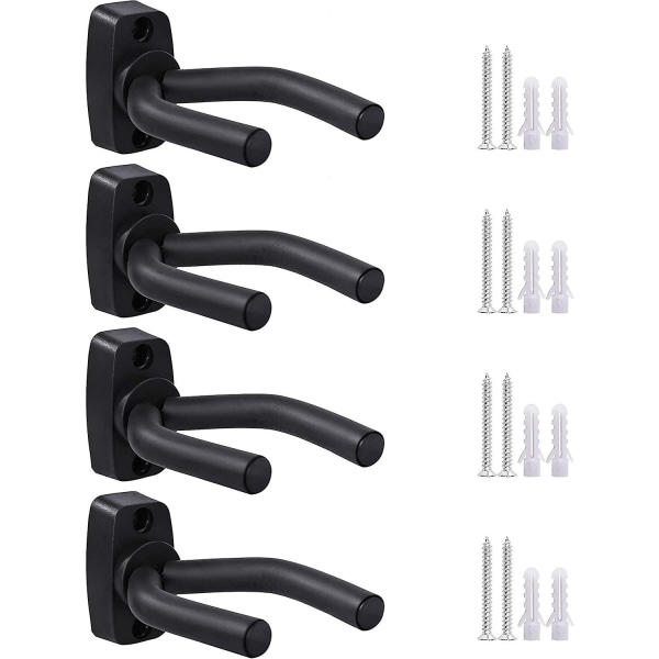 Justerbar Gitarrväggfäste Gitarrkrok Med Skruvar Gitarrställ För Akustisk Elektrisk Bas Mandolin Banjo Ukulele Fiol Svart (4-pack)