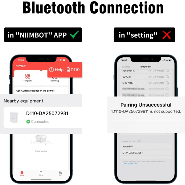 Bluetooth termisk etiketmaskine med tape, bærbar blækfri etiketprinter håndholdt og genopladelig med flere skabeloner til
