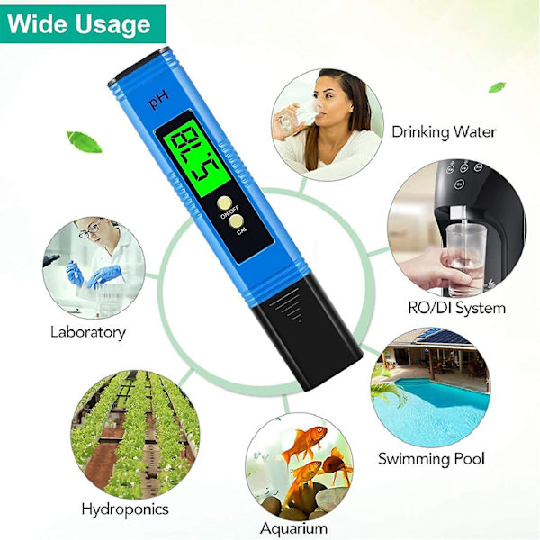 PH-mätare Digital, Professionell PH-penna med 0,01 PH Hög Noggrannhet, 0-14 PH Mätintervall, Ideal Vatten PH-mätare för Hushållsdrickvatten, P