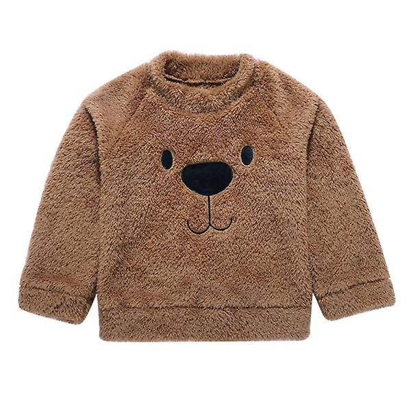 Dubbelsidig kashmirtröja för barn broderad teddybjörn långärmad kappa för (khakibjörn 90) Khaki 90CM