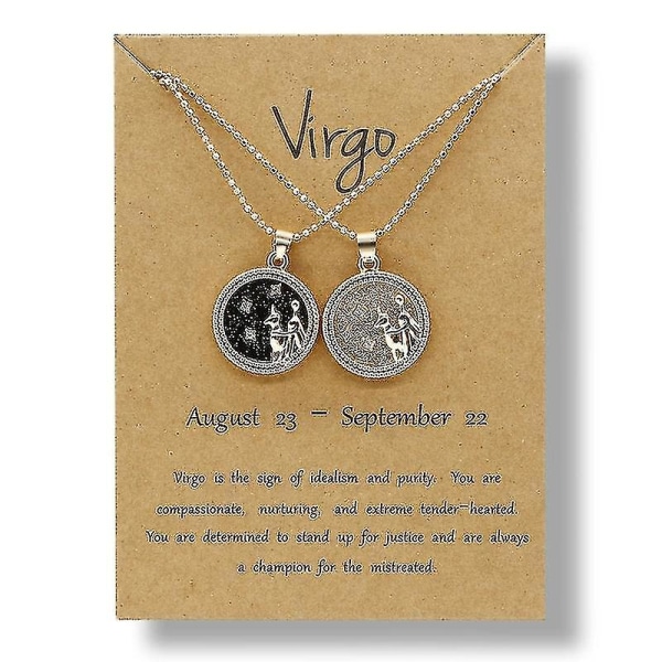 2 kpl/setti Horoskooppimerkki Kolikkoketju Riipus Kaulakoru Syntymäpäivä Pari Korut8 Neitsyt 8 Virgo