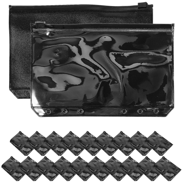 20 st. Bärbara Blixtlåspåsar Återanvändbara Blixtlåspåsar Pärm Zip-påsar A6 Blixtlåspåsar Svart 17,7X10. Black 17.7X10.6cm