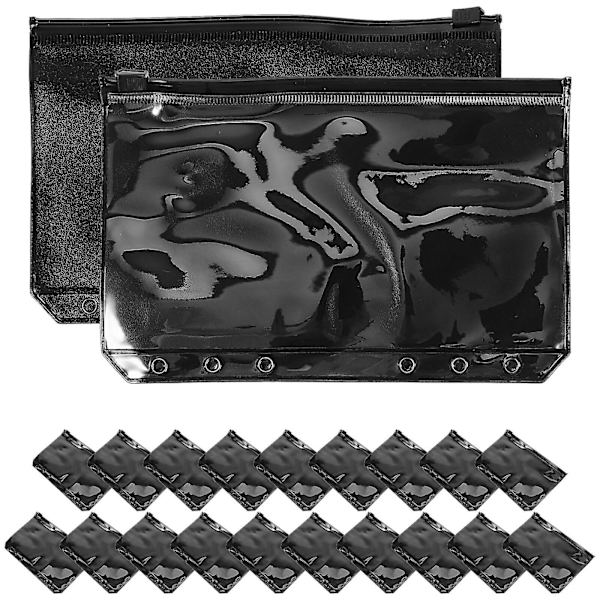 20 stk. Bærbare Lynlåspunge Genanvendelige Lynlåspunge Binder Lynlåspunge A6 Lynlåspunge Sort 17,7X10 Black 17.7X10.6cm