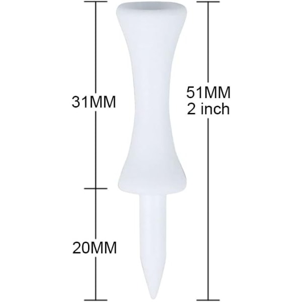 Muovigolfteet, 100 kpl pakkaus - Valkoinen 51 mm