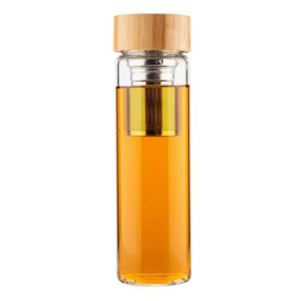 Tebflaska med Sila 450 Ml, Dubbelväggig Tekanna i Glas, Isolerad, Tekoppflaska, Tebflaska Drickflaska, Termosflaska Glas, Te