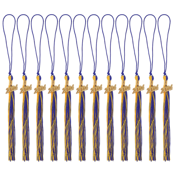 12pcs Graduation Tassels Academic Graduation Cap Tassels Graduation Hat Decors Diy TasselsBlue Golde