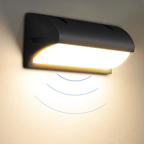 12W Utvendig Vegglampe Med Bevegelsessensor, Moderne Innendørs/utvendig Vegglampe, 3000K IP65, Utvendig Vegglampe For Hage, Hageplass, Hall, Gang