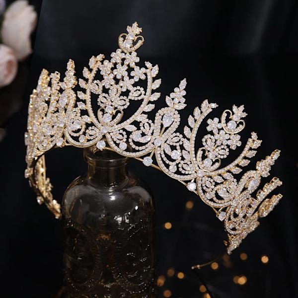 Dronning Krone Pandebånd Rhinestone Prinsesse Krone Hårtilbehør til Gallafest Fødselsdag