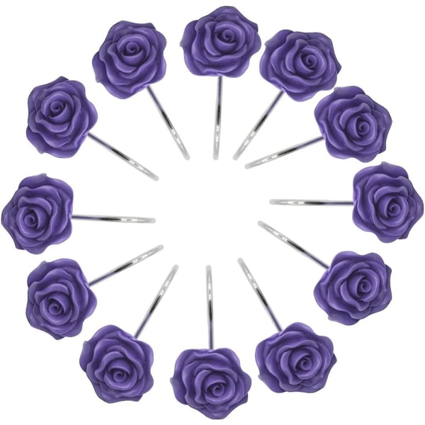 12 st Heminredning Dekorativa Rostfria Duschdraperihakar Rosdesign Duschdraperiringar Haken (röd)Lila Purple