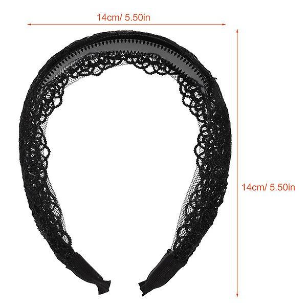 Hårbyglar i tyg Tandsatt hårband Elegant pannband Anti-halk Huvudinpackning Dam Huvudbonad SvartSvart14* Black 14*14cm