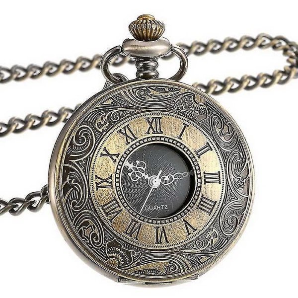 Vintage fickur stål watch med kedja guld ( brons