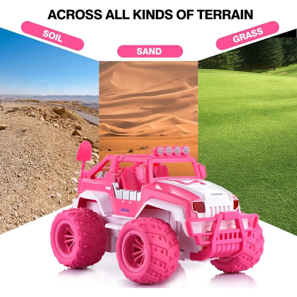 Fjernstyret Bil til Piger, 1:12 Pink Monster Truck, med Genopladeligt Batteri, Vej RC Bil Legetøj til Datter Granddatter