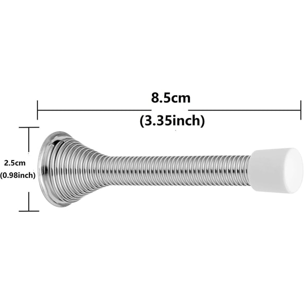 Kevät-ovien pysäyttimet Metalliset ovien pysäyttimet Ruuveilla ja pohjalevyllä (5 kpl, hopea)