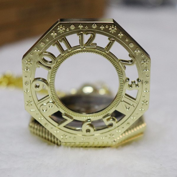 Herre lommeur med kjede Half Hunter dobbeltdeksel skjelett mekaniske klokker gull romertall i boks
