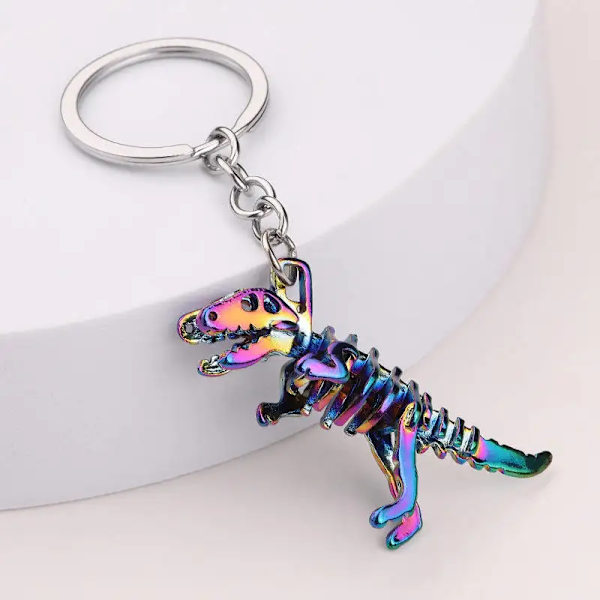 4 stycken Kreativa Skalle Dino Nyckelringar för Män Väskor Ryggsäck Bilnyckelhänge, Metall Dinosaurie Nyckelringar för Pojkar Män Presenter