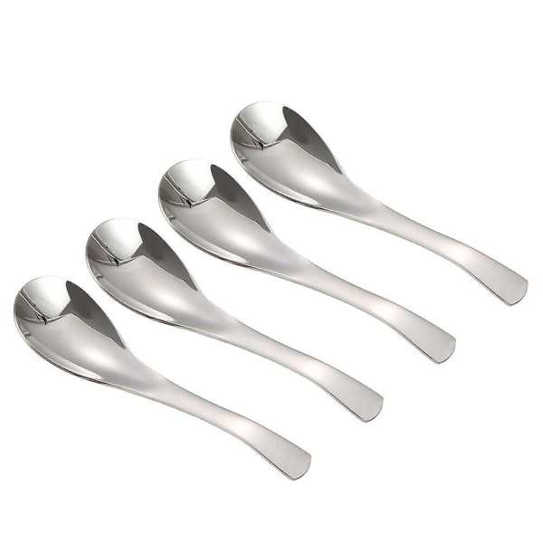 4 Pcs Metal Serving Spoons Coffee Spoon Thick Spoon Table Spoons Soup SpoonsSilver