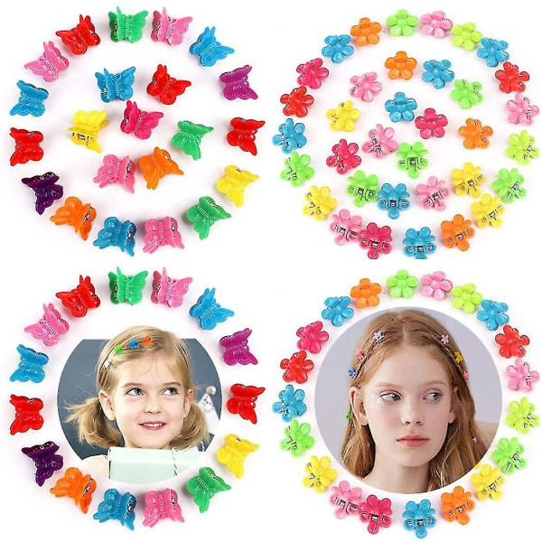 100 kpl Baby Girls Mini Hair Claw Clips Kukka Hius Hiustarvikkeet Pidikät koulutytöille Lapsille Teinit LuumuBossom PlumBossom