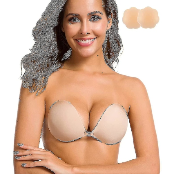 Selvklebende BH Stroppeløs Klebrig Usynlig Push Up Silikon BH SVART B BLACK