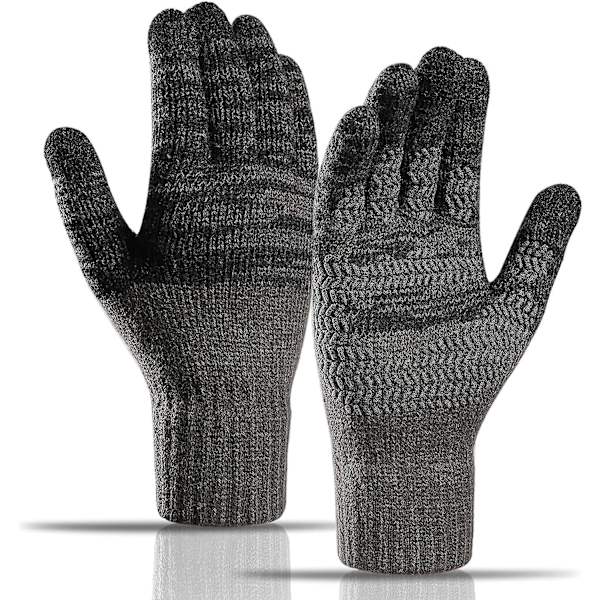 Vinterstickade Vantar, Pekskärm Varma Vantar, Varma Heläckande Fleece Vantar Mörkgrå Dark Gray