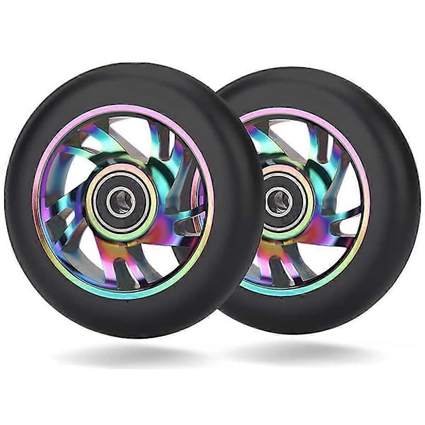 RY-2 stk 100 mm Erstatningshjul til Scooter med Lejer Stunt Scooter PU Hjul til Gynge Biler, Ekstrem
