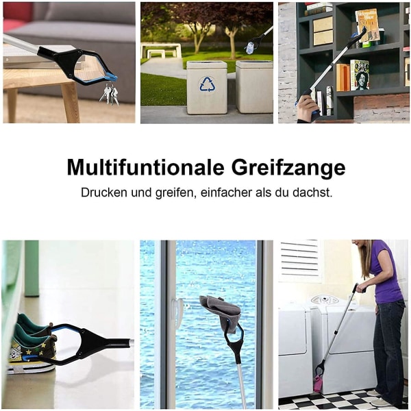 Greppverktyg, 82 cm Vikbart Aluminiumgrepp med Roterande Gummigrepp, Greppverktyg för Seniorer Vikbart Långt Armförlängare för Sopor/Skräpplockare
