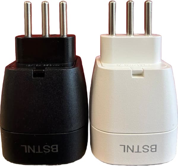 BSTNL Typ L Reseadapter 2-pack, Brandsäker Pluggadapter för Italien Chile Syrien, Passar Typ C Euro och Schuko-kontakter, Vit
