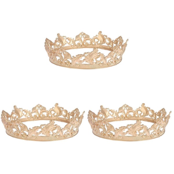 3 kpl Metal Men Queen Tiara -esitystiara Miehille ja Naisille Yleismaailmallinen Prinssi Tiara 3 kpl 19x5cm 3 pcs 19x5cm