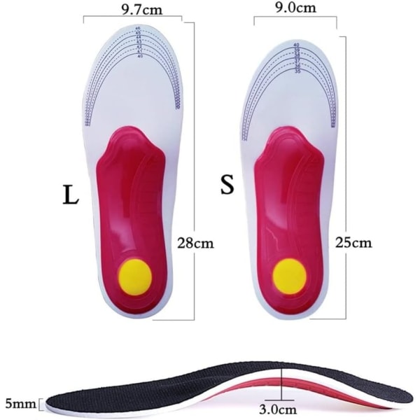 Skoinnlegg 2 Par Ortopediske Høy Hvelvstøtte Innleggssåler for Sko Gel Pute 3D Hvelvstøtte Flatfot for Kvinner Menn Ortopedisk Fotsmerter