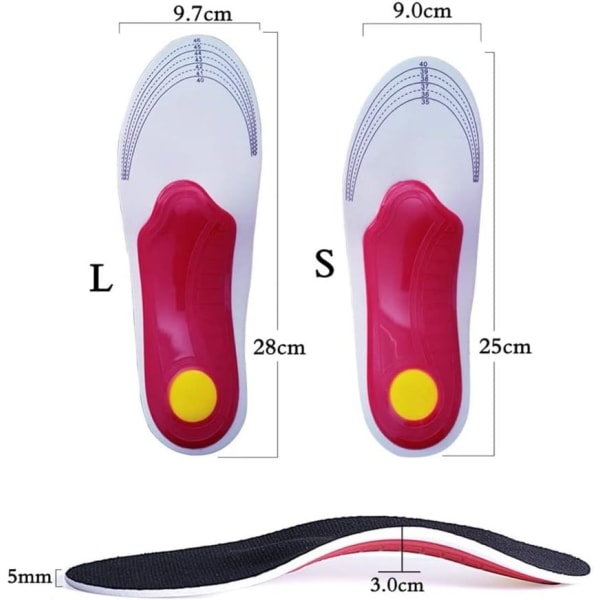 Skoinnlegg 2 par ortotiske høybuestøtte-innleggssåler for sko Gel Pad 3D buestøtte Flate føtter for kvinner Menn Ortopedisk fotsmerte
