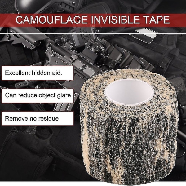 3-pack Elastiskt Wrap-tejp Limmande Utomhusjakt Kamouflage Stealth Tejp Vattentät Wrap Hållbar Rulle Stealth Wrap Tillbehör