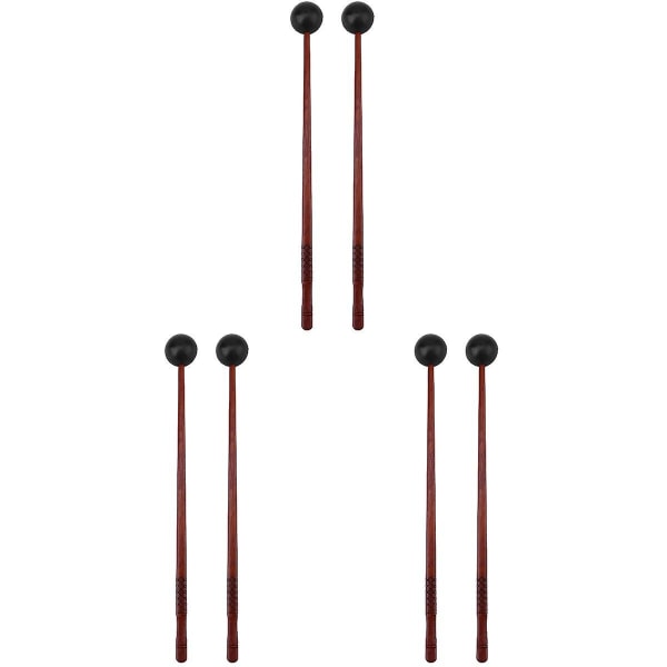 6 stk Zen Trommestikker Mallet Percussion Instrumentdeler Treklubber 6 stk 2,5X24CM 6 pcs 2.5X24CM